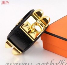 Hermes Collier de Chien Bracelet Black Gold